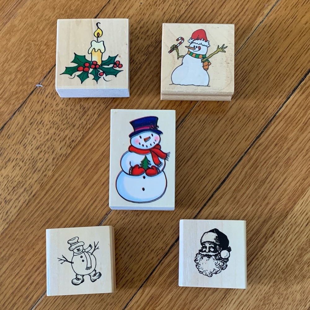 Festive Holiday Rubber Stamps Set